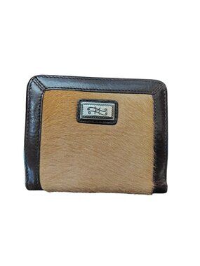 Brighton Horse Pony Hair Leather Wallet, Zip Snap Close, Heart Shaped ID Holder